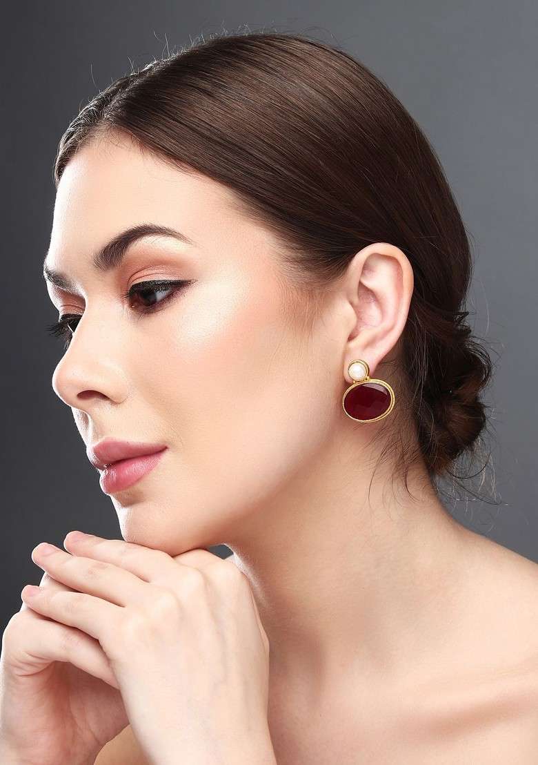 Gold Plated Beaded Contemporary Studs - Indya