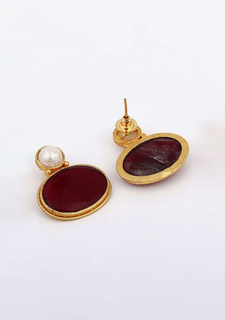 Gold Plated Beaded Contemporary Studs - Indya