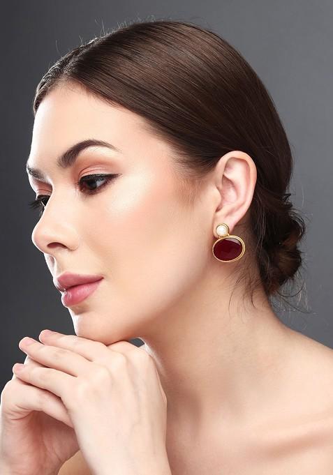 Gold Plated Beaded Contemporary Studs