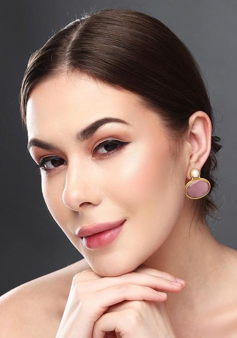 Gold Plated Beaded Contemporary Studs