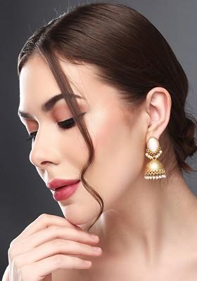 Gold Plated Stone Studded Contemporary Jhumkas