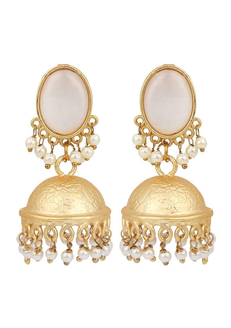Gold Plated Stone Studded Contemporary Jhumkas