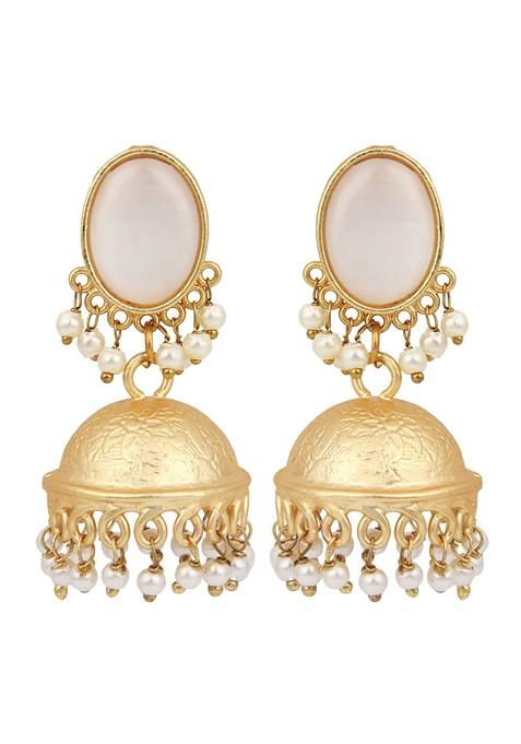 Gold Plated Stone Studded Contemporary Jhumkas