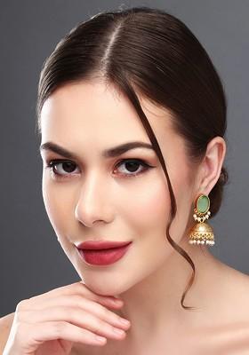 Gold Plated Stone Studded Contemporary Jhumkas