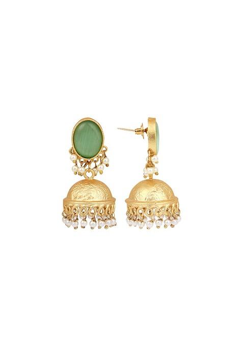Gold Plated Stone Studded Contemporary Jhumkas