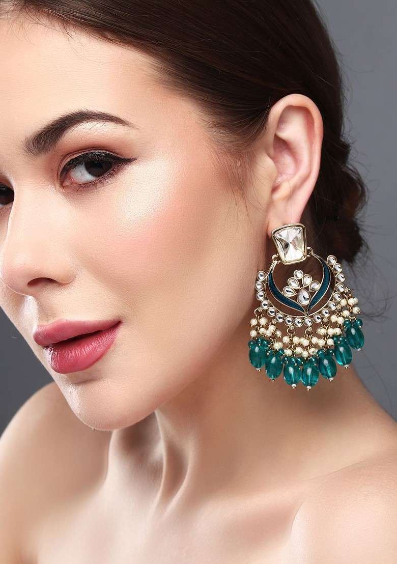 Gold Plated Beaded Contemporary Chandbalis - Indya