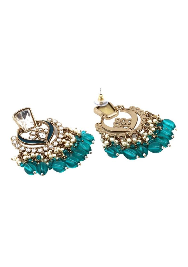 Gold Plated Beaded Contemporary Chandbalis