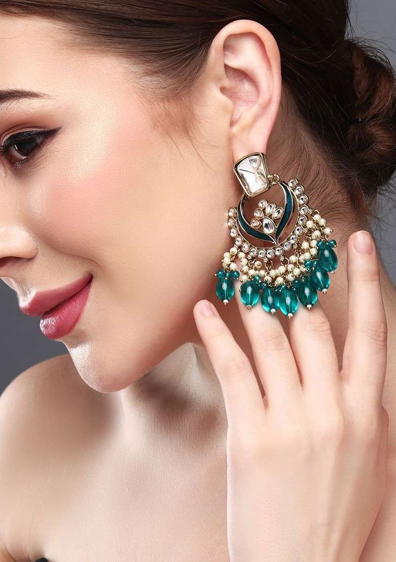Gold Plated Beaded Contemporary Chandbalis - Indya