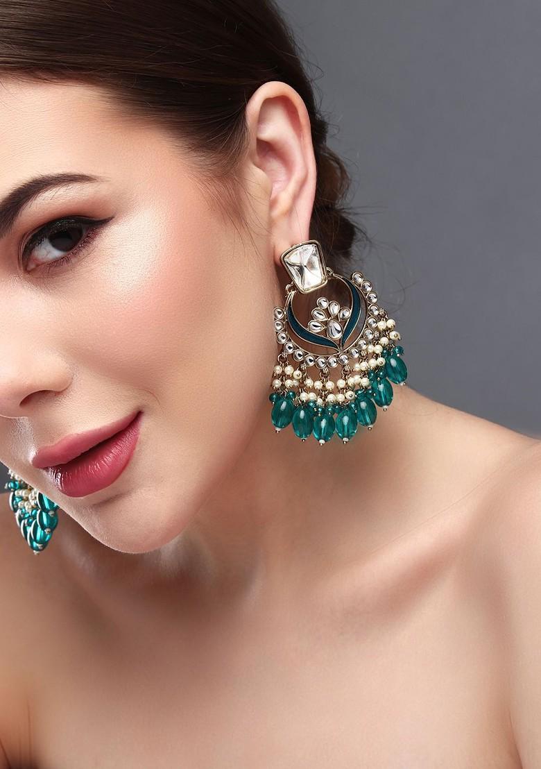 Gold Plated Beaded Contemporary Chandbalis