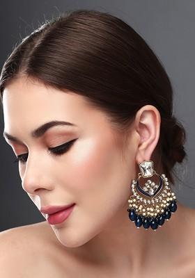 Gold Plated Beaded Contemporary Chandbalis