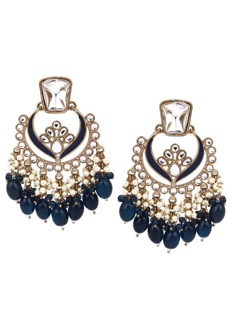 Gold Plated Beaded Contemporary Chandbalis