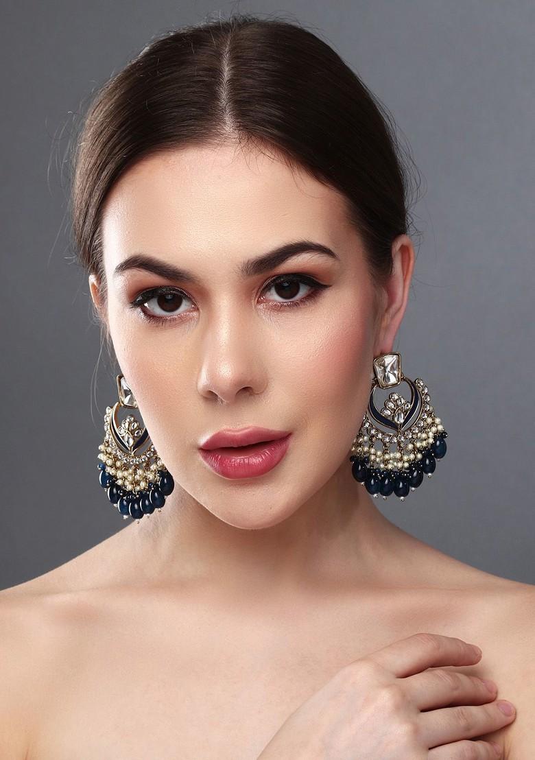 Gold Plated Beaded Contemporary Chandbalis