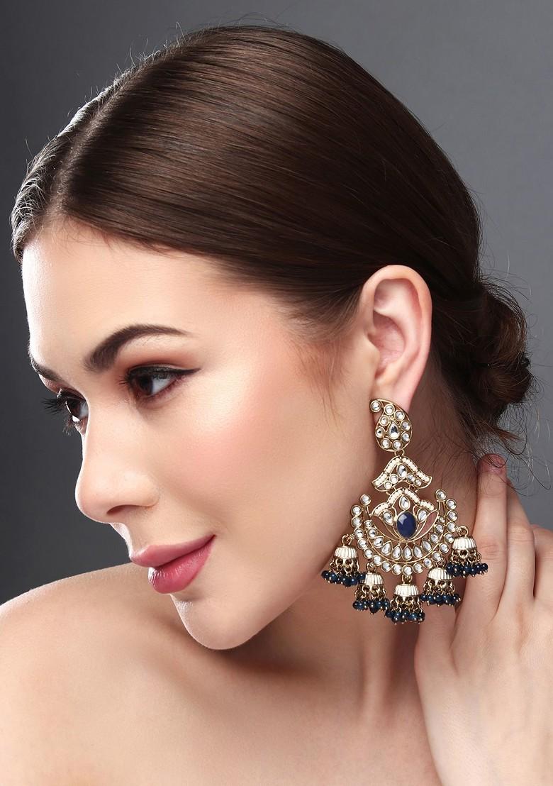 Gold Plated Beaded Contemporary Chandbalis