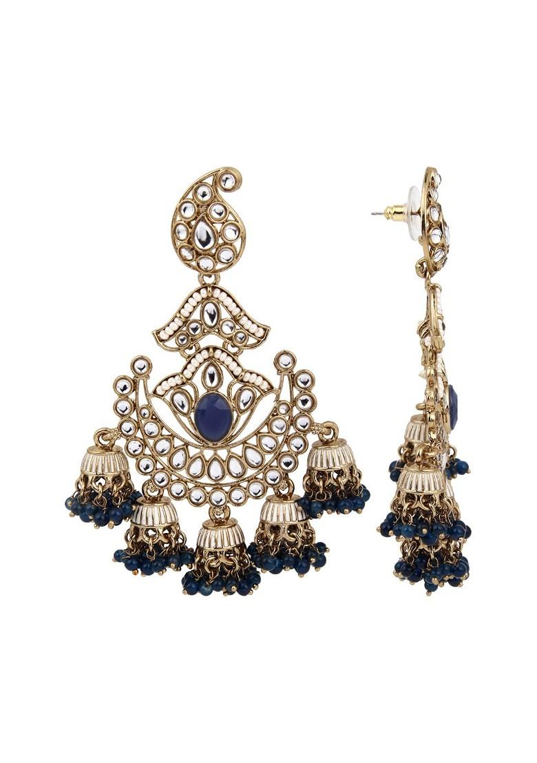 Gold Plated Beaded Contemporary Chandbalis