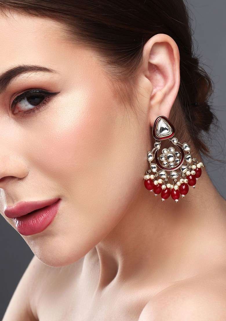 Gold Plated Beaded Contemporary Chandbalis - Indya