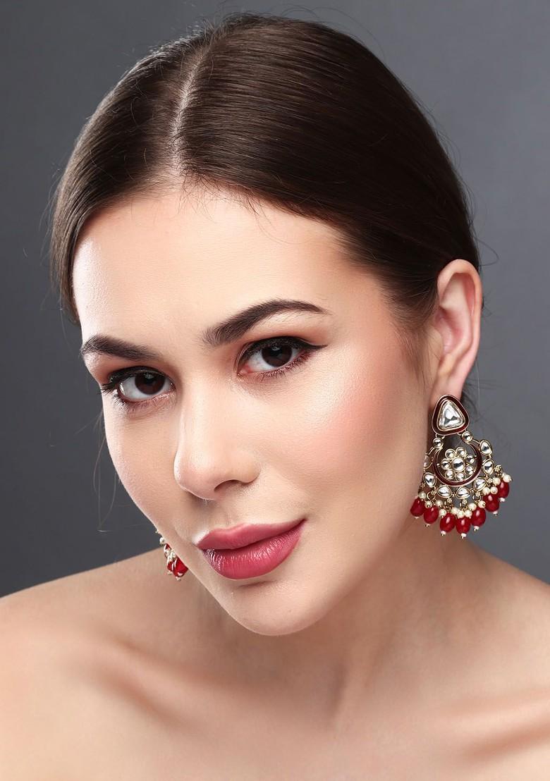 Gold Plated Beaded Contemporary Chandbalis