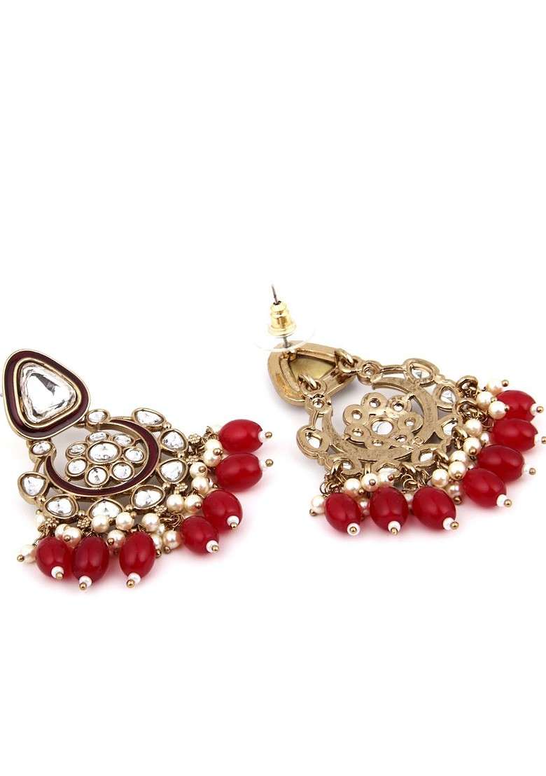 Gold Plated Beaded Contemporary Chandbalis - Indya