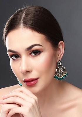 Gold Plated Kundan Studded Contemporary Chandbalis