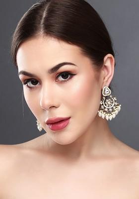 Gold Plated Beaded Contemporary Chandbalis