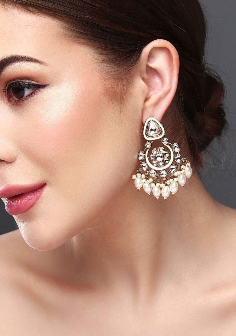 Gold Plated Beaded Contemporary Chandbalis - Indya