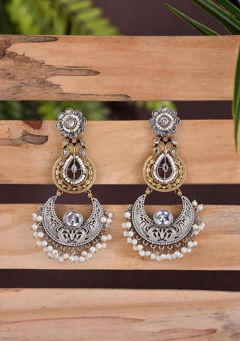 Artificial Stones Studded And Beaded Contemporary Chandbalis