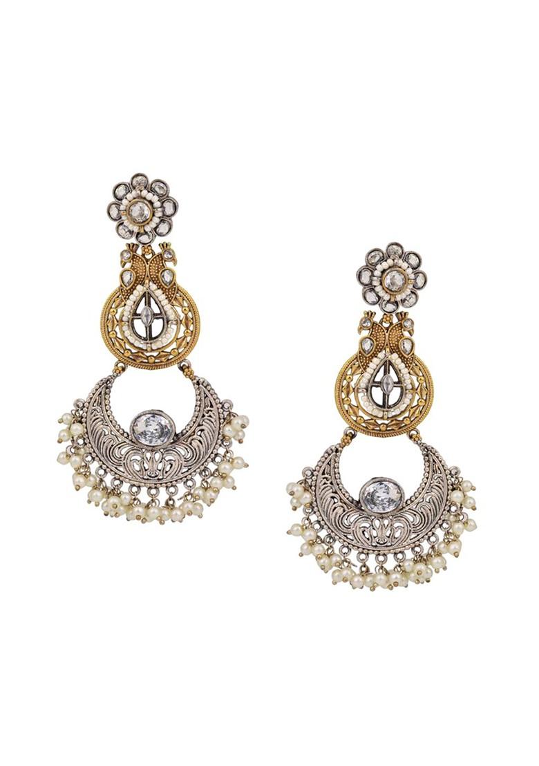 Artificial Stones Studded And Beaded Contemporary Chandbalis