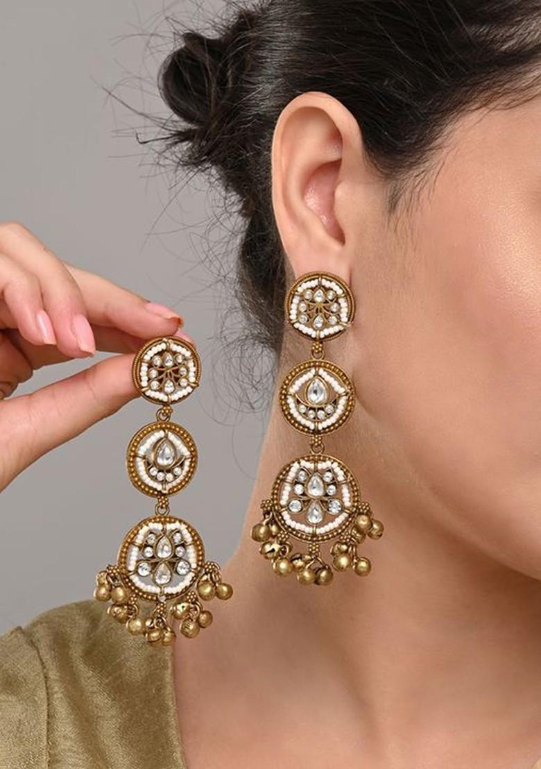 Artificial Beaded Contemporary Shaped Drop Earrings