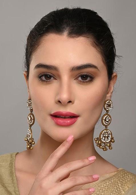 Artificial Beaded Contemporary Shaped Drop Earrings