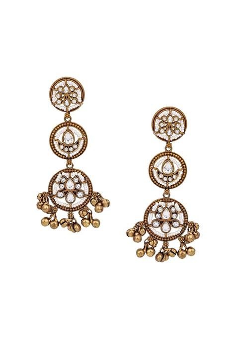 Artificial Beaded Contemporary Shaped Drop Earrings