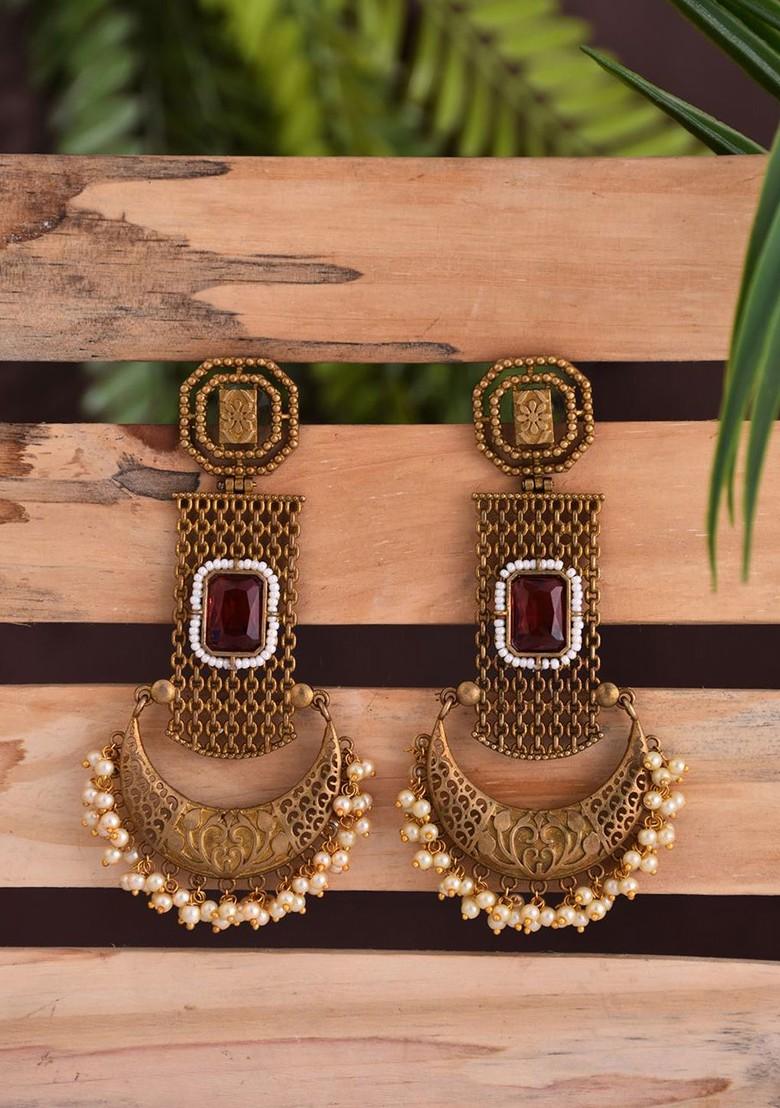 Artificial Stones Studded And Beaded Chandbalis