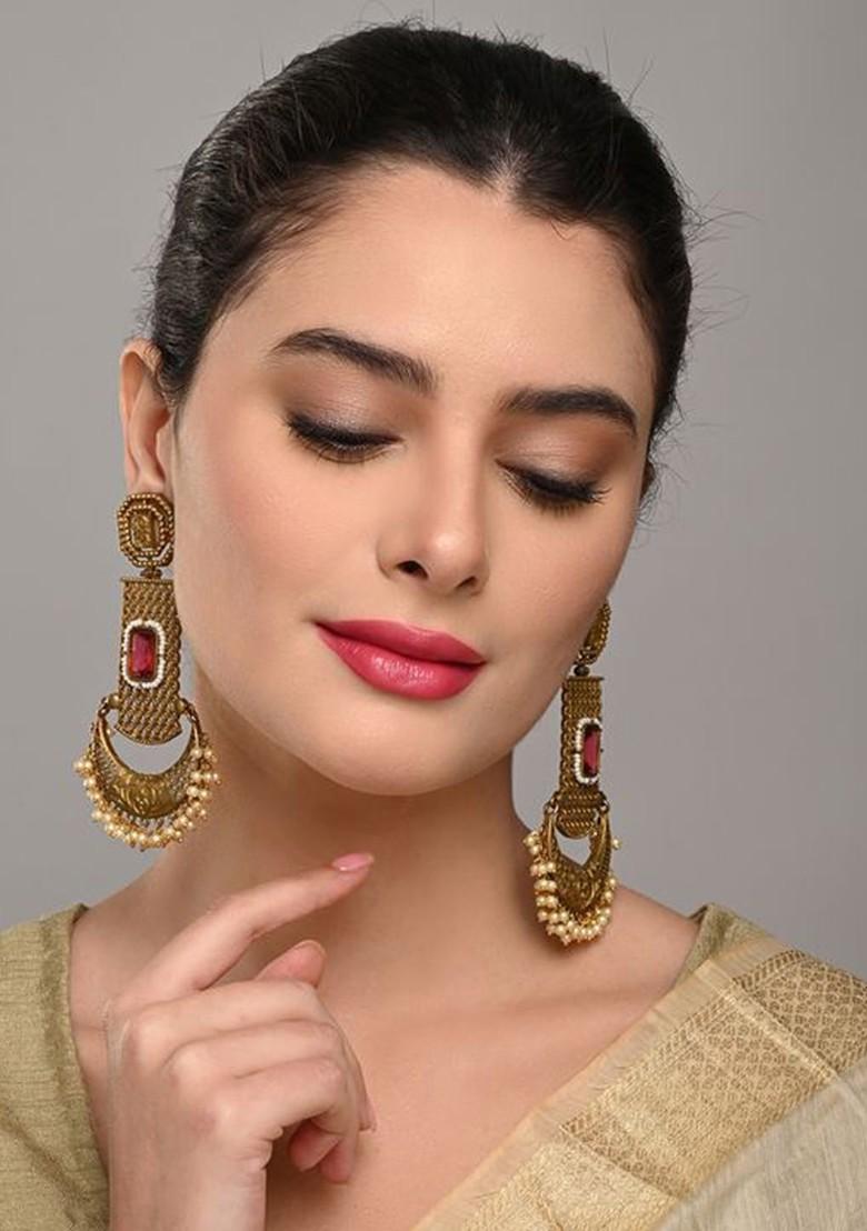 Artificial Stones Studded And Beaded Chandbalis