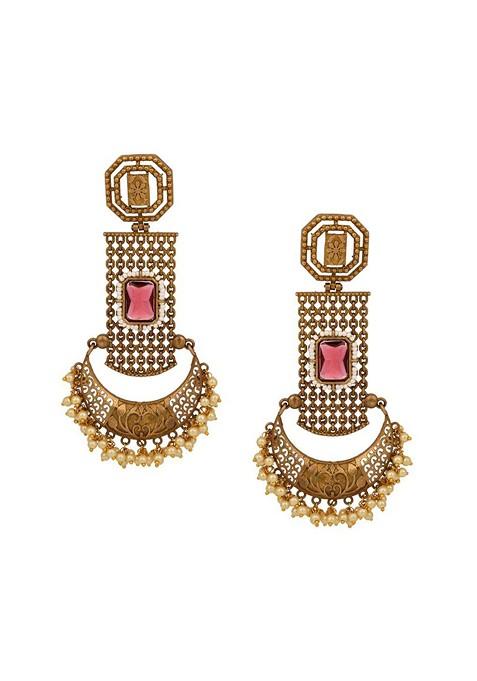 Artificial Stones Studded And Beaded Chandbalis