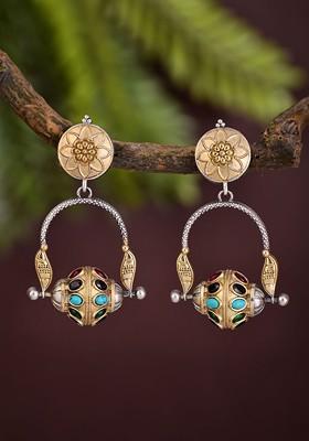 Artificial Stones Studded Contemporary Drop Earrings