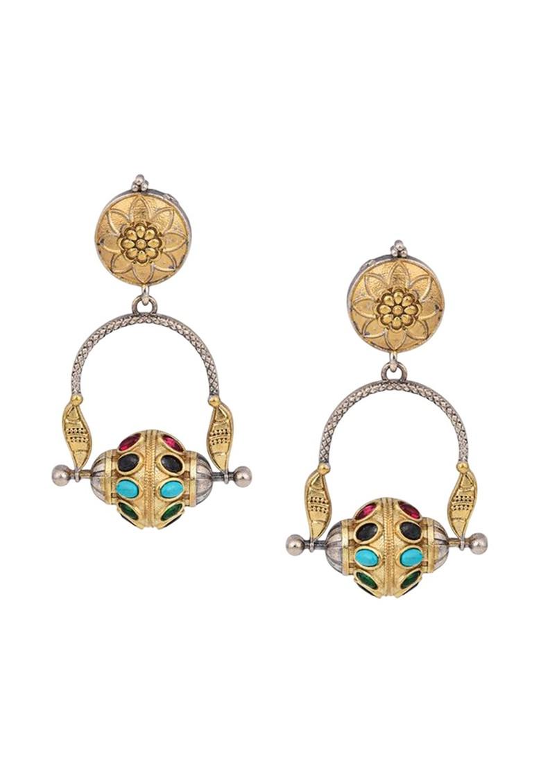 Artificial Stones Studded Contemporary Drop Earrings