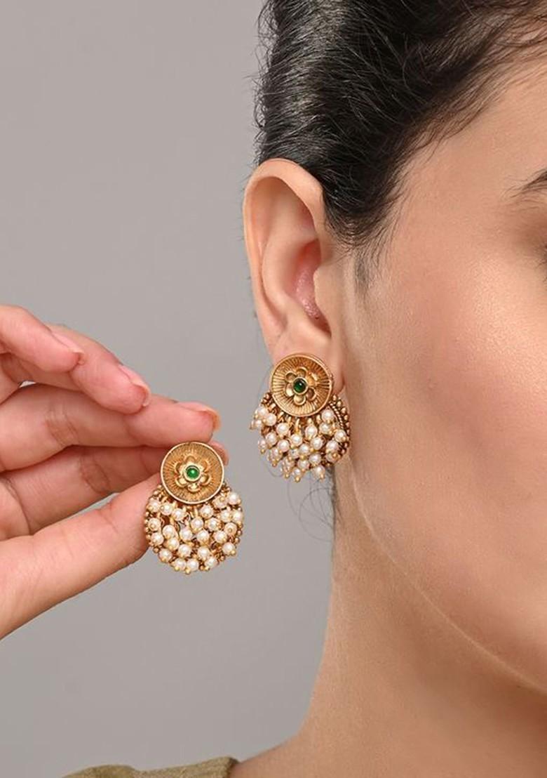 Artificial Beaded Contemporary Shaped Drop Earrings