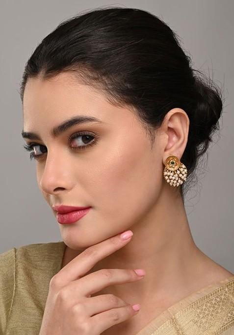 Artificial Beaded Contemporary Shaped Drop Earrings