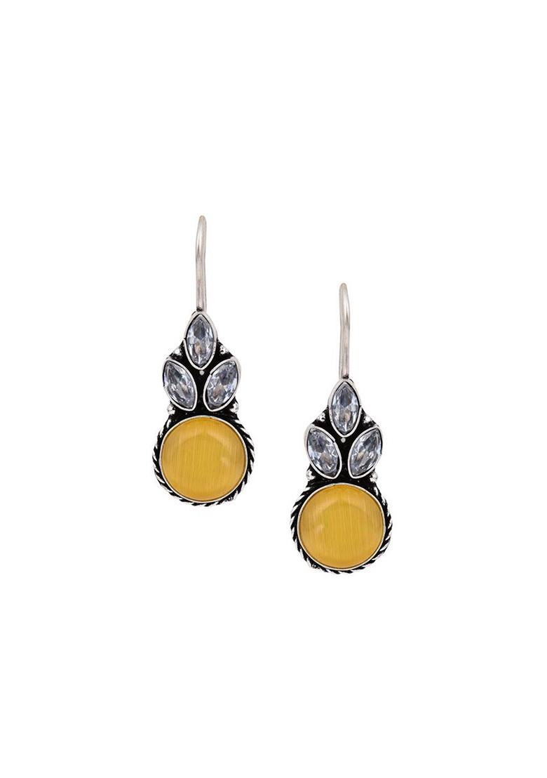 Opulent Elegance American Diamonds Studded Contemporary Shaped Drop Earrings