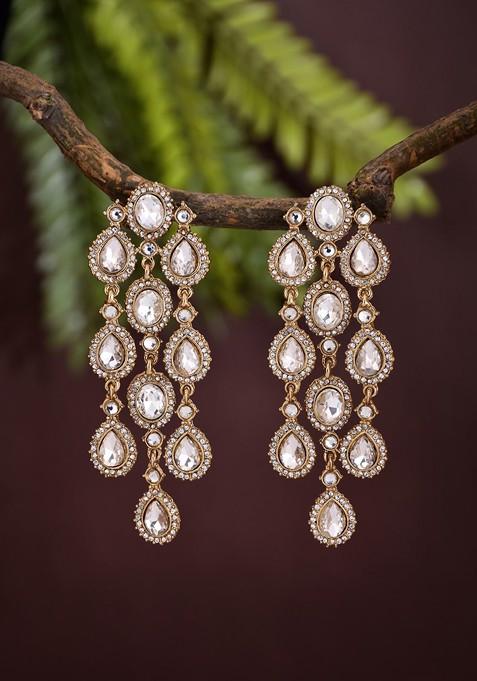 Artificial Stones Studded Contemporary Drop Earrings