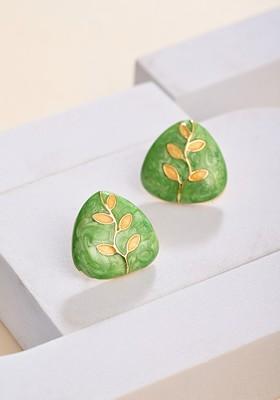 Gold Plated Triangular Shaped Enamelled Studs