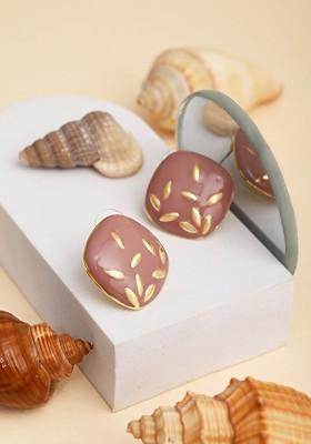 Gold Plated Square Shaped Enamelled Studs