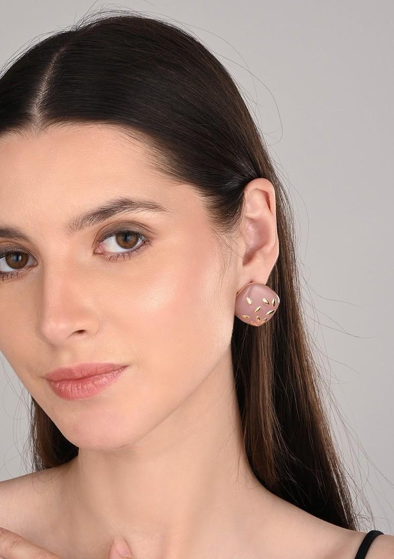 Gold Plated Square Shaped Enamelled Studs