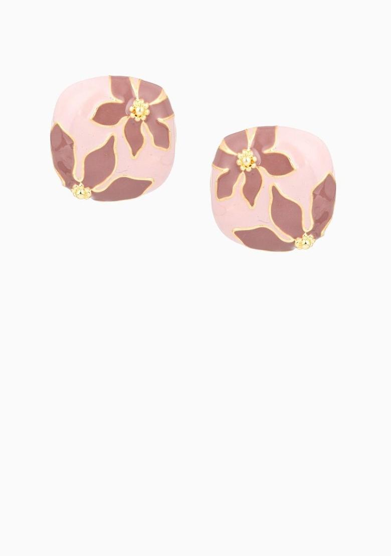 Gold Plated Square Shaped Enamelled Studs
