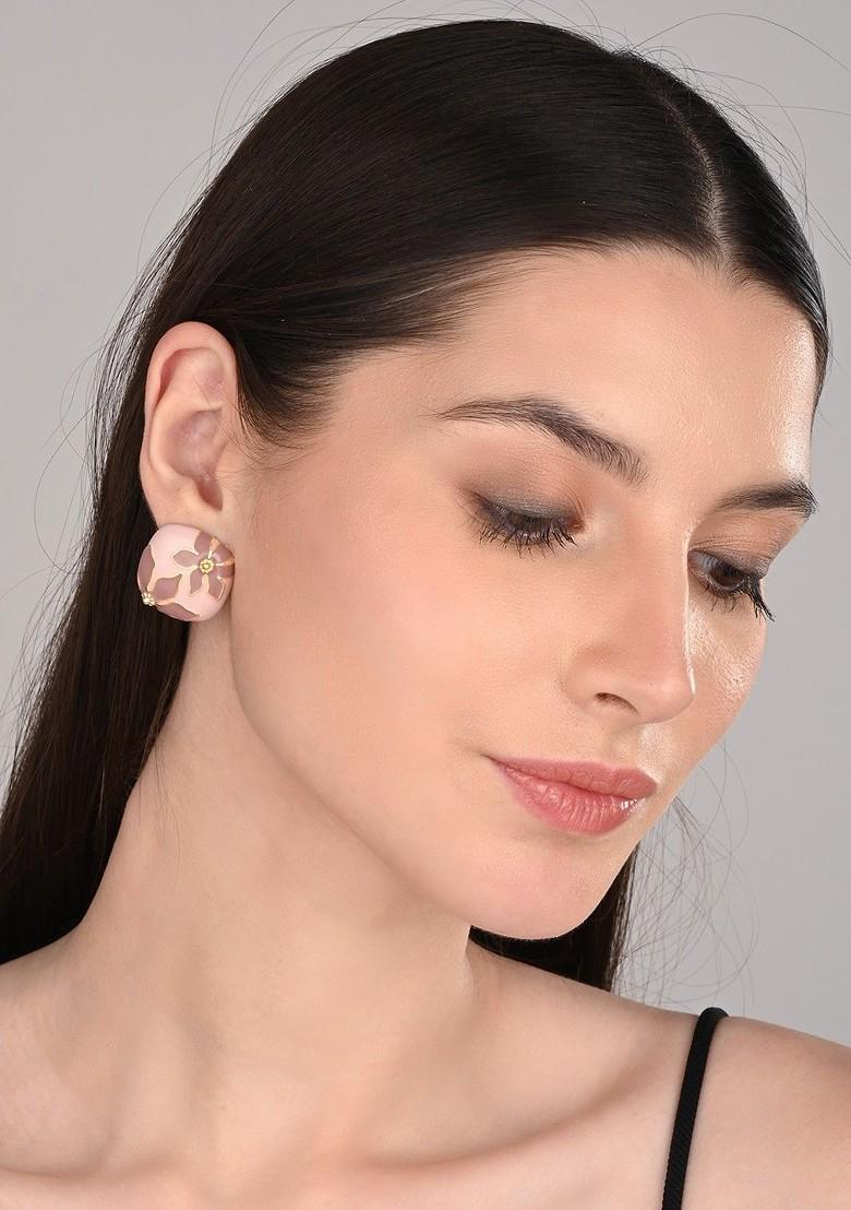 Gold Plated Square Shaped Enamelled Studs