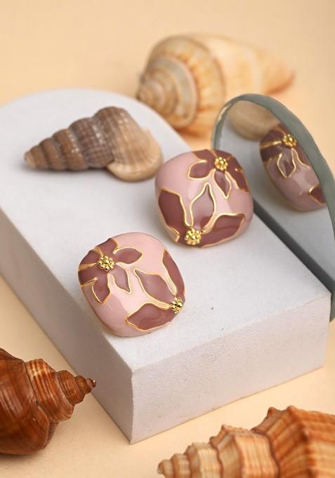 Gold Plated Square Shaped Enamelled Studs