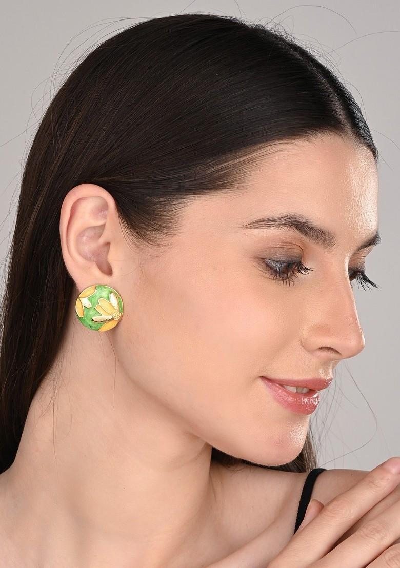 Gold Plated Circular Shaped Enamelled Studs