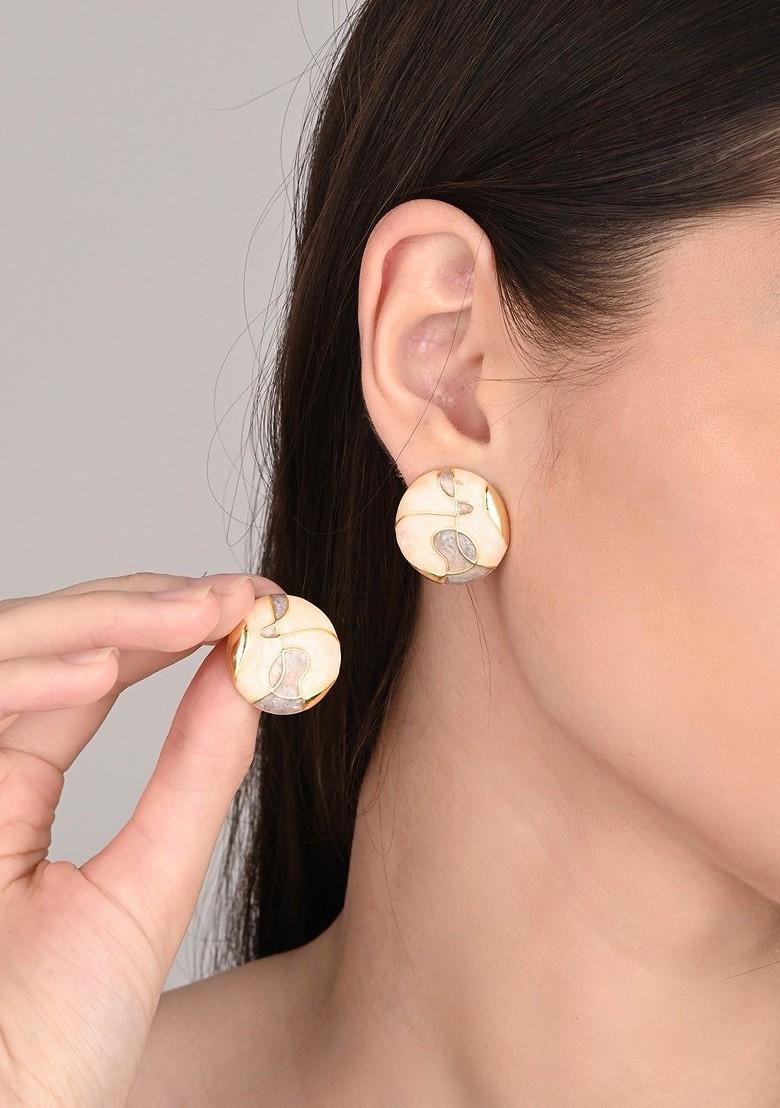 Gold Plated Circular Shaped Enamelled Studs