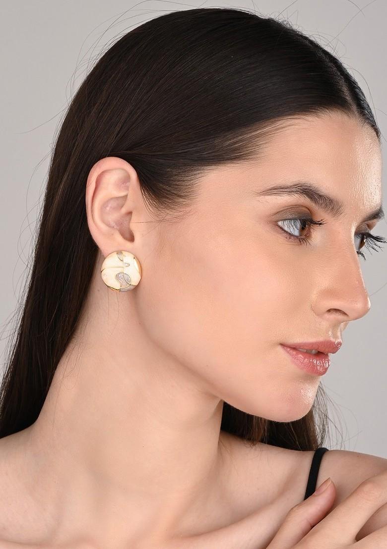 Gold Plated Circular Shaped Enamelled Studs
