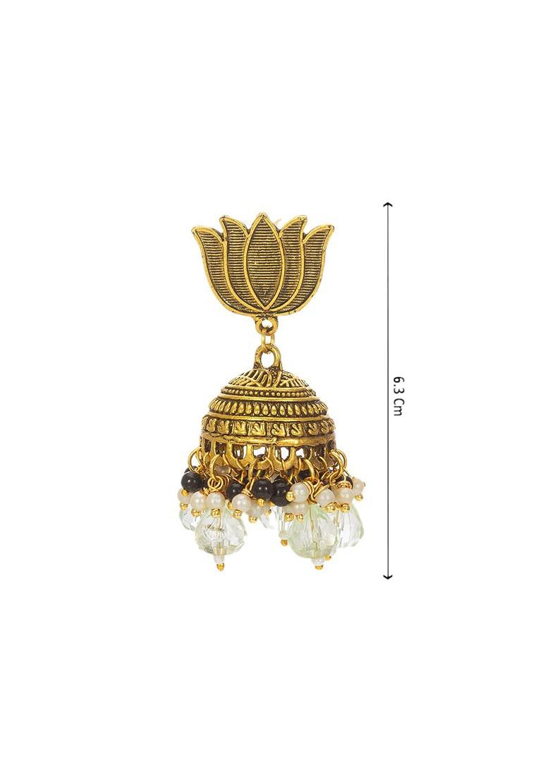 Gold Plated Pearls Beaded Dome Shaped Jhumkas