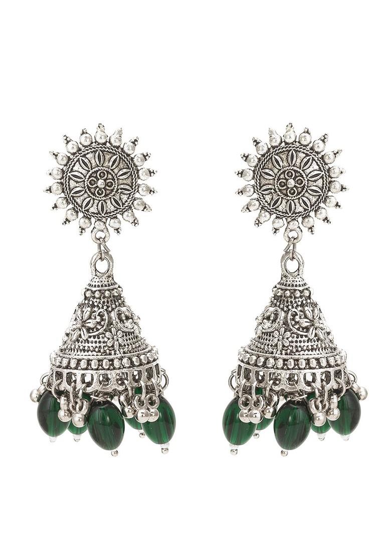 Silver Beaded Classic Jhumkas
