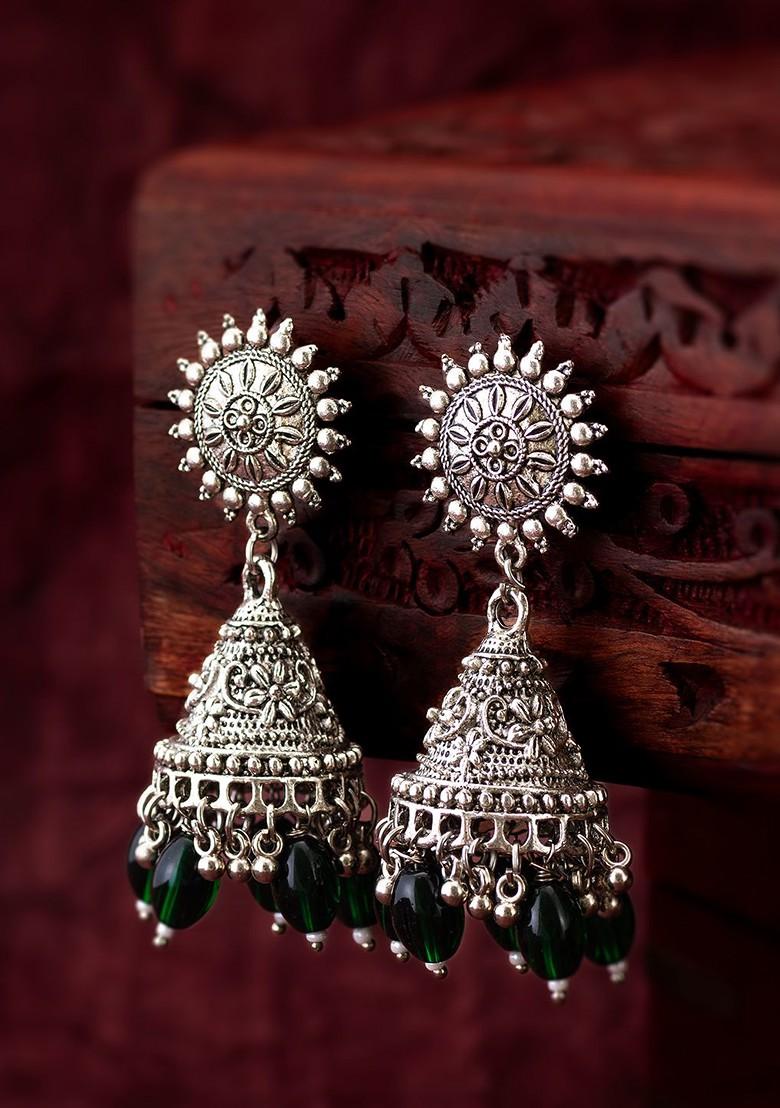 Silver Beaded Classic Jhumkas